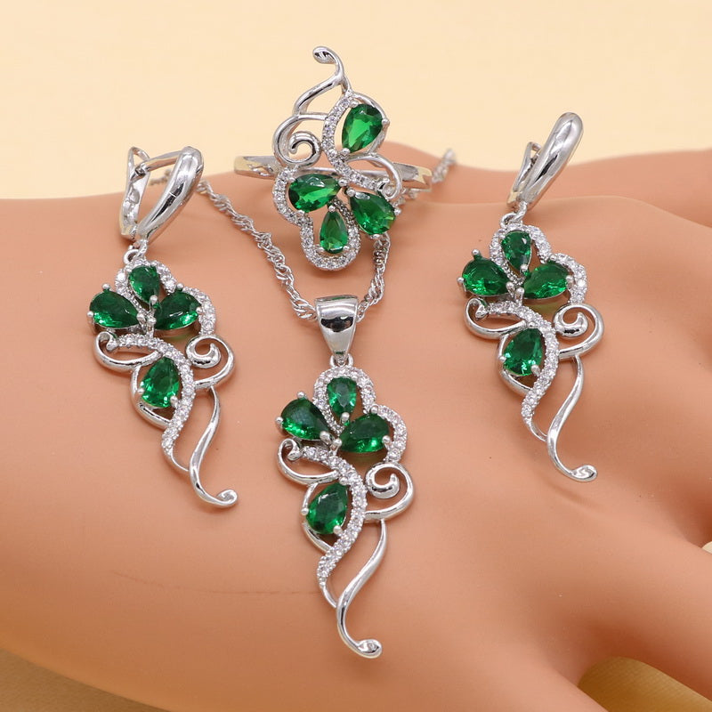 Sterling Silver Green Stones