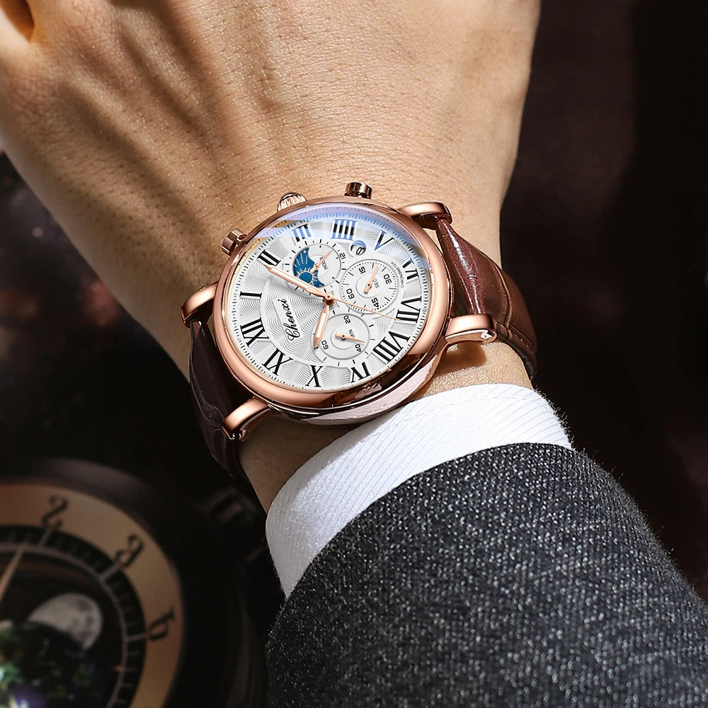 Chenxi Top notch men's leather strap watch