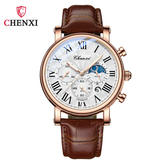 Chenxi Top notch men's leather strap watch