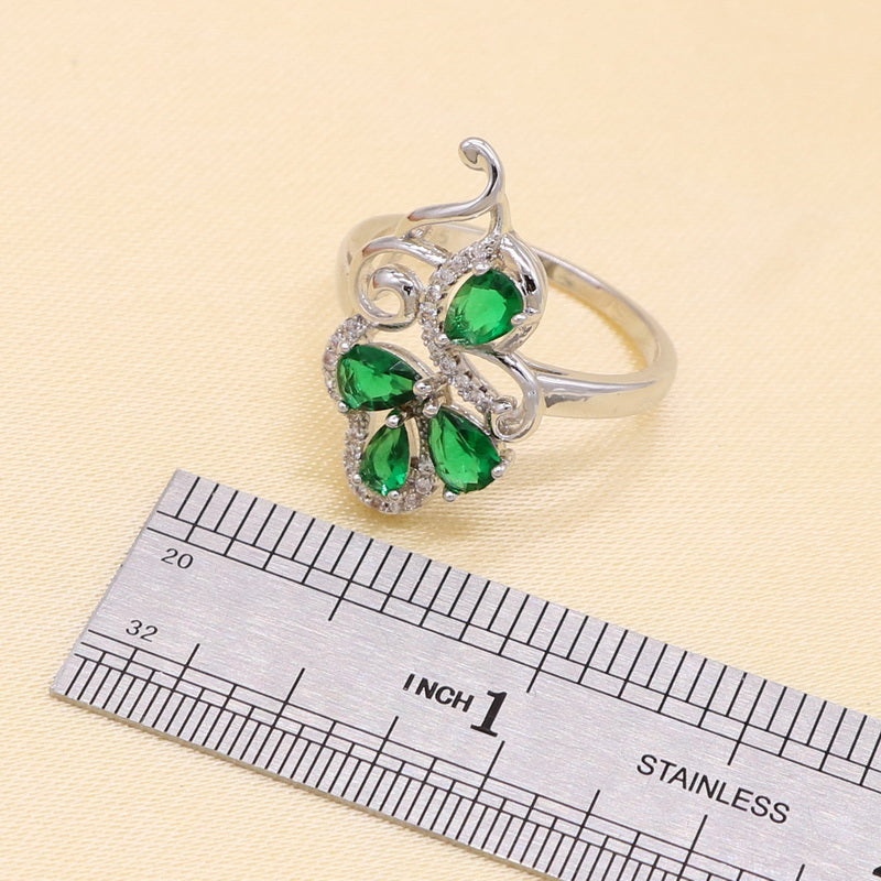 Sterling Silver Green Stones